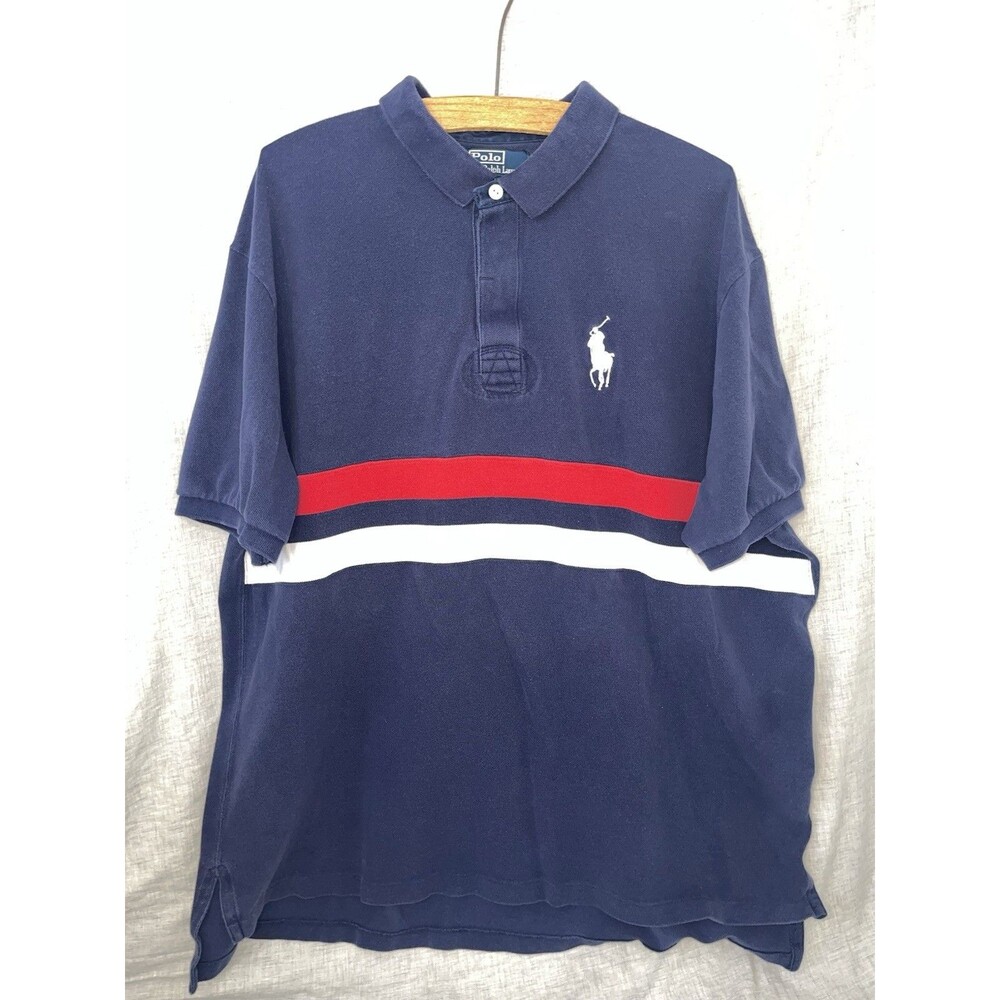 Polo Ralph Lauren Big Pony Rugby Shirt XXL America Red White Blue